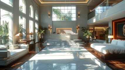 Poster - Interior design hotel boutique, hotel lobby, elegant.