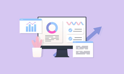 Data analytics, SEO Optimization dashboard and business finance report concept