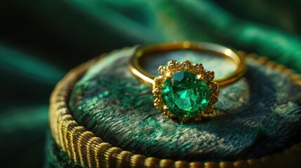 Wall Mural - emerald ring on a velvet box