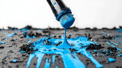Poster - Captivating abstract composition with dynamic blue dye streaks swirling and flowing through a deep dark backdrop creating a visually striking and enigmatic effect