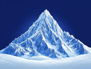 Wall Mural - An ice-covered mountain peak at night that seems to glow from moonlight.
