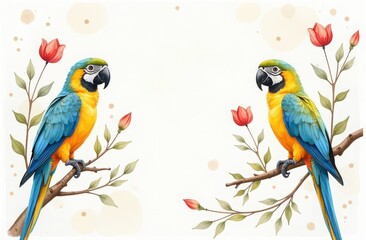 two parrots on a branch