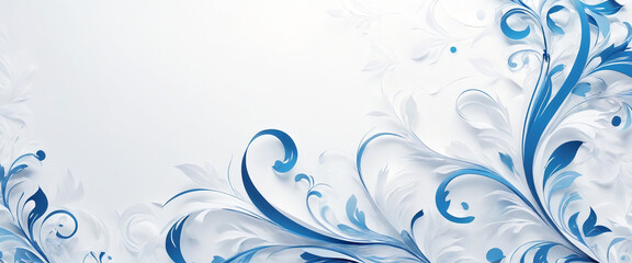 White paper background with blue flourishes and copy space