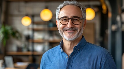 Aufkleber - Senior executive walking through a modern office space with confident stride toward an important meeting with colleagues Stock Photo with side copy space
