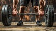 © thanarak - Hands firmly grasping a barbell ready to embark on an intense weightlifting session to build strength muscle and physical fitness
