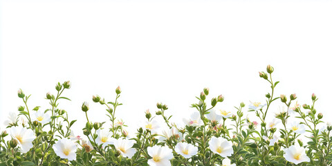 Wall Mural - Cistus shrub covered in flowers with sticky leaves, illustration art