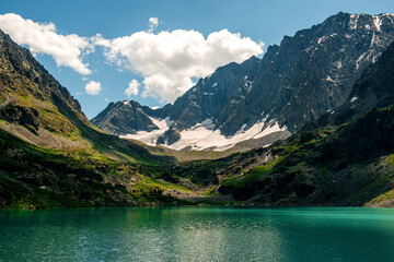 beautiful mountain lake kuyguk in altai