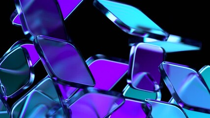 Poster - abstract animation, 3d render, geometric composition of glass blocks, 4k seamless looped video