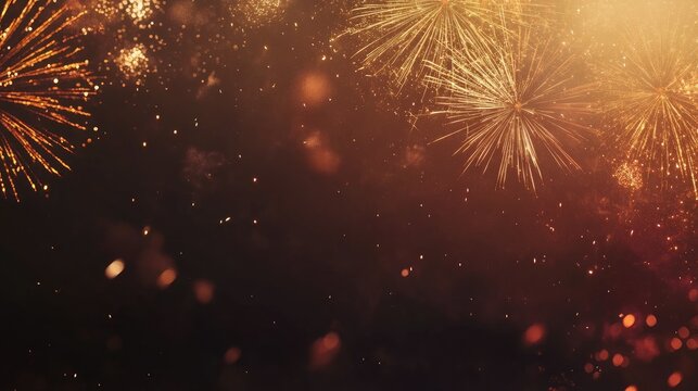Fireworks bursting in celebration over a dark sky, with clear space below for copy.