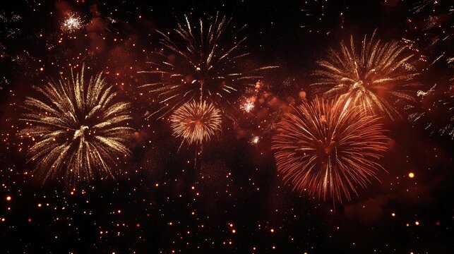 Fireworks bursting in celebration over a dark sky, with clear space below for copy.