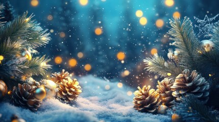 Wall Mural - background with christmass decoration