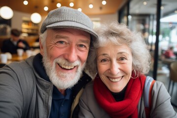 Wall Mural - Close up of a American senior couple taking selfie