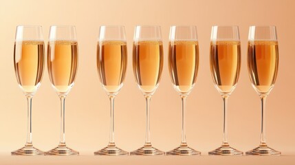 Happy new year celebration background concept made from champagne and glasses on pastel background.