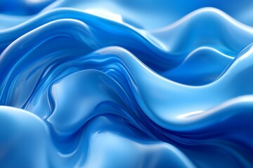 Poster - Flowing waves of vibrant blue fabric capture light beautifully