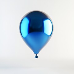 Wall Mural - A 3D render of a vibrant blue balloon floating in mid-air, with light reflecting off its glossy surface, against a clean white background