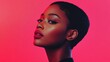 © Marco - portrait of a black woman with little hair on pink background