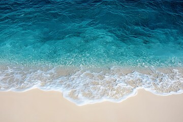 Poster - Serene turquoise waves gently lapping at a sandy beach shore