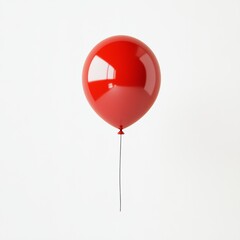 Wall Mural - a bright red balloon floating mid-air with a glossy surface, isolated against a plain white backgrou