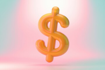 Poster - A golden dollar sign symbol rendered in 3D with a soft  glowing background.