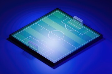 Poster - An isometric view of a soccer field with goals.
