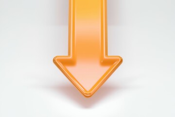Aufkleber - A 3D rendered orange arrow pointing downwards on a white background.