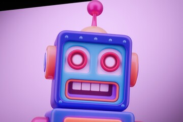 Poster - A close up of a cartoon robot with a friendly expression.