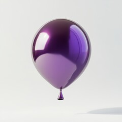 Wall Mural - a glossy purple balloon floating mid-air, casting soft light reflections on a clean white background