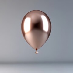 Wall Mural - a metallic rose gold balloon floating gracefully in the air, with soft light reflecting off its surf