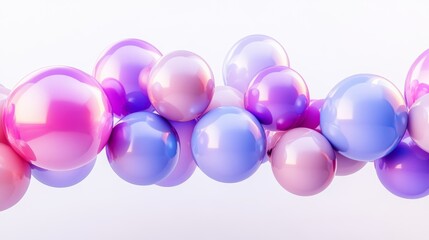 Wall Mural - a minimalistic arrangement of pink, purple, and blue balloons floating together against a plain whit