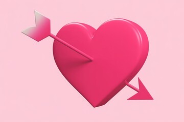 Fototapete - A pink heart pierced by a white arrow  symbolizing love and romance.