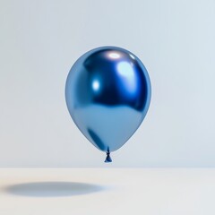 Wall Mural - a shiny blue balloon floating mid-air with soft light reflecting off its glossy surface, set against