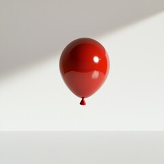 Wall Mural - a shiny red balloon floating mid-air with soft light reflecting off its glossy surface, set against 