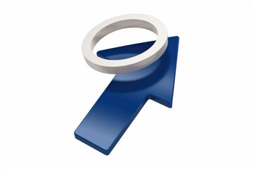 Aufkleber - A blue arrow pointing upwards with a white ring on top  symbolizing progress and growth.