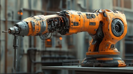 a robotic arm with a drill