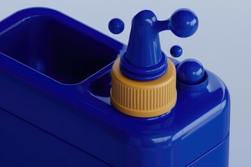 Poster - A blue container with a yellow lid and a blue liquid pouring out.