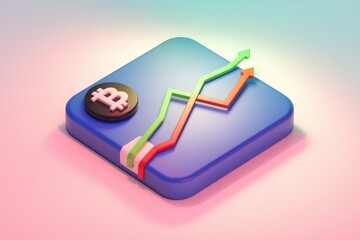 Poster - A 3D illustration showing Bitcoin price going up.