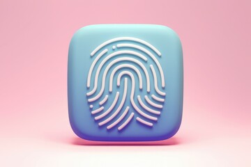 Poster - A blue square button with a white fingerprint icon.