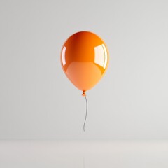 Wall Mural - a single shiny orange balloon floating gracefully in mid-air, casting soft reflections, isolated aga