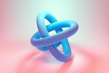Aufkleber - Blue 3D abstract shape on pink and green background.