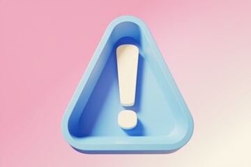 Aufkleber - A blue triangle with a white exclamation mark inside  on a pink background.