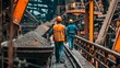 © Sasint - Workers managing conveyor systems transporting raw materials in a mine