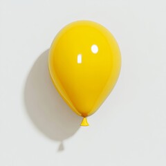 Wall Mural - a vibrant yellow balloon floating mid-air, with a glossy finish and soft shadows on a clean white ba