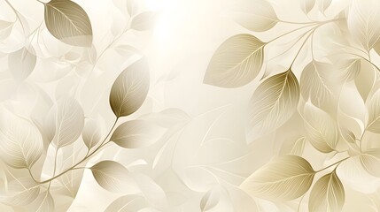 Poster - Soft golden leaves blend seamlessly against a light background, creating a tranquil and elegant ambiance perfect for design projects or meditation.