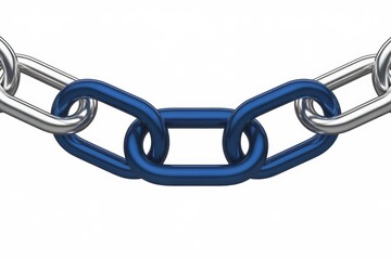 Poster - A chain with a blue link  representing strength and connection.