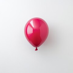 Wall Mural - a bright pink balloon with a shiny surface, floating gently against a white background, creating a p