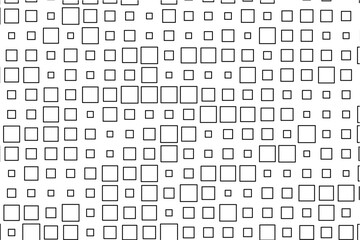 Aufkleber - Abstract design showcasing a rhythmic arrangement of black squares in diverse sizes across a white surface.