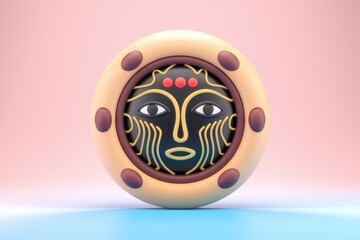 Poster - Circular design with face  black eyes  red dot on forehead.
