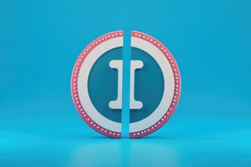 Aufkleber - A split circle with a white I inside on a blue background.