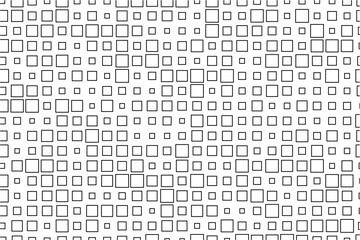 Aufkleber - Abstract design showcasing a rhythmic arrangement of black squares in diverse sizes across a white surface.