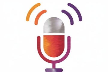 Poster - A colorful microphone icon with radiating waves  representing audio recording or podcasting.